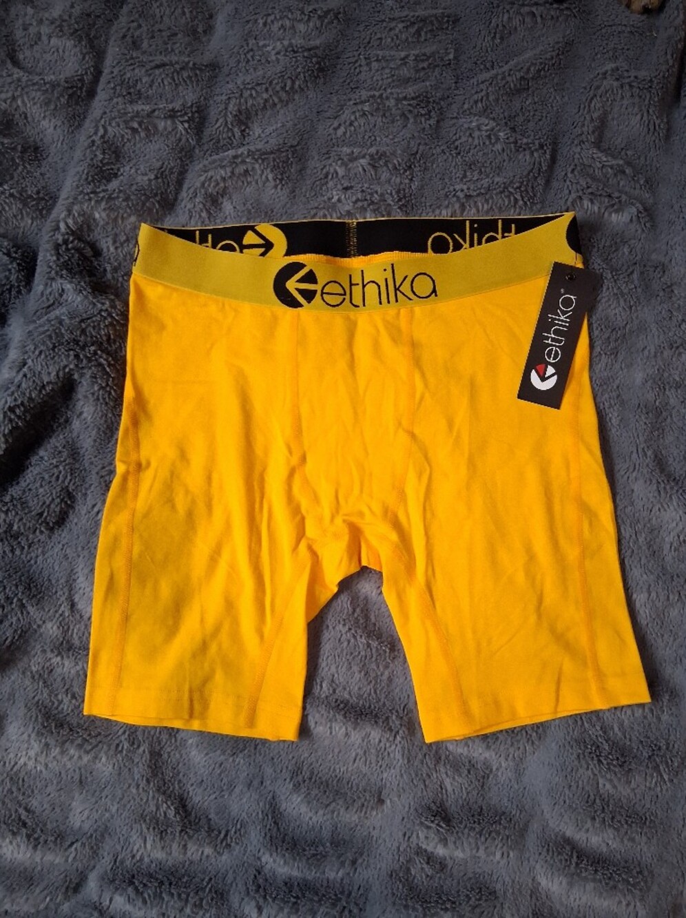 ethika Men’s Bright Yellow Athletic Boxer Shorts with Black Waistband